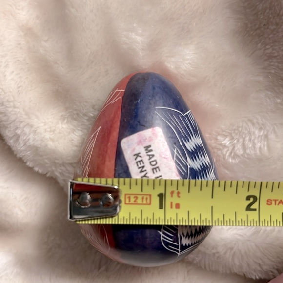 🐟🐠 AFRICAN HAND CARVED ETCHED FISH DECORATIVE STONE EGG FROM KENYA 🇰🇪 - Picture 8 of 9